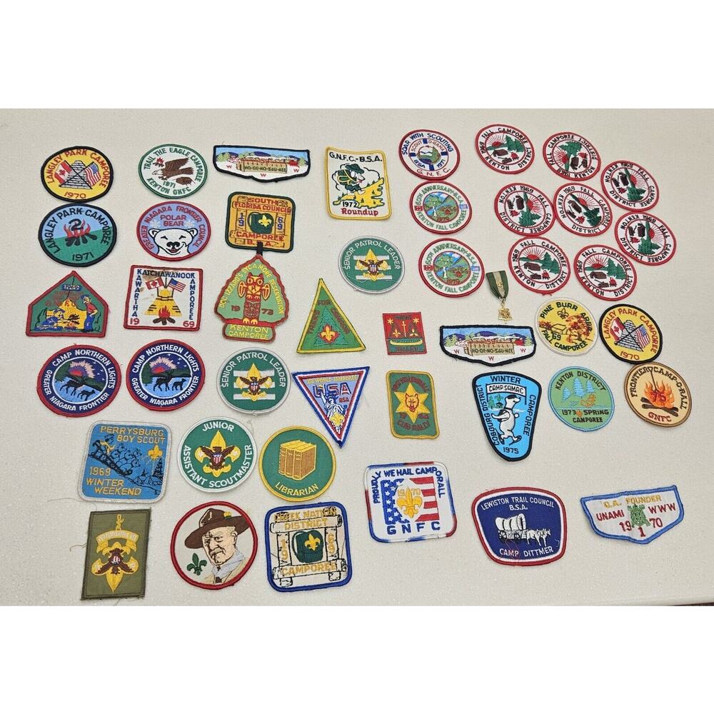 VTG 60s 70s Boy Scout Badges LOT OF 45 BSA Roundup Camporee US Canada Niagara